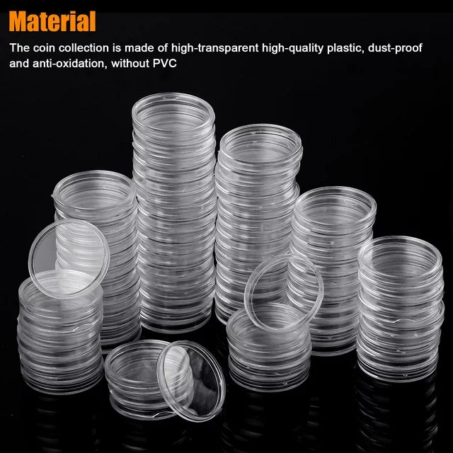 38mm Coin Holder Capsules, Clear Round Plastic Coin Container Case, Plastic Storage Organizer Box for Coin Collection Supplies 100pcs