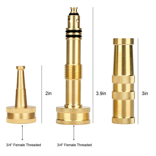 Heavy Duty Brass Hose Nozzle Set — Gold 4Pcs set
