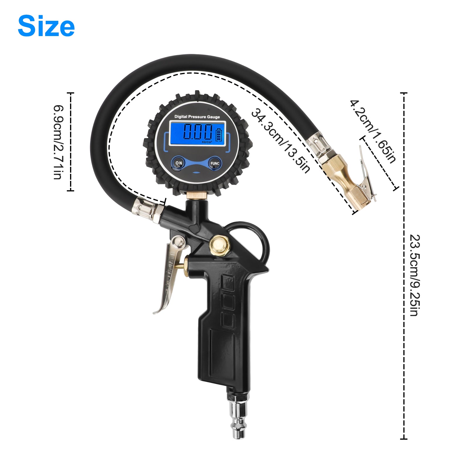 Digital Tire Inflator Pressure Gauge,0-250 PSI Air Chuck & Compressor Accessories Heavy Duty with Quick Connect Coupler