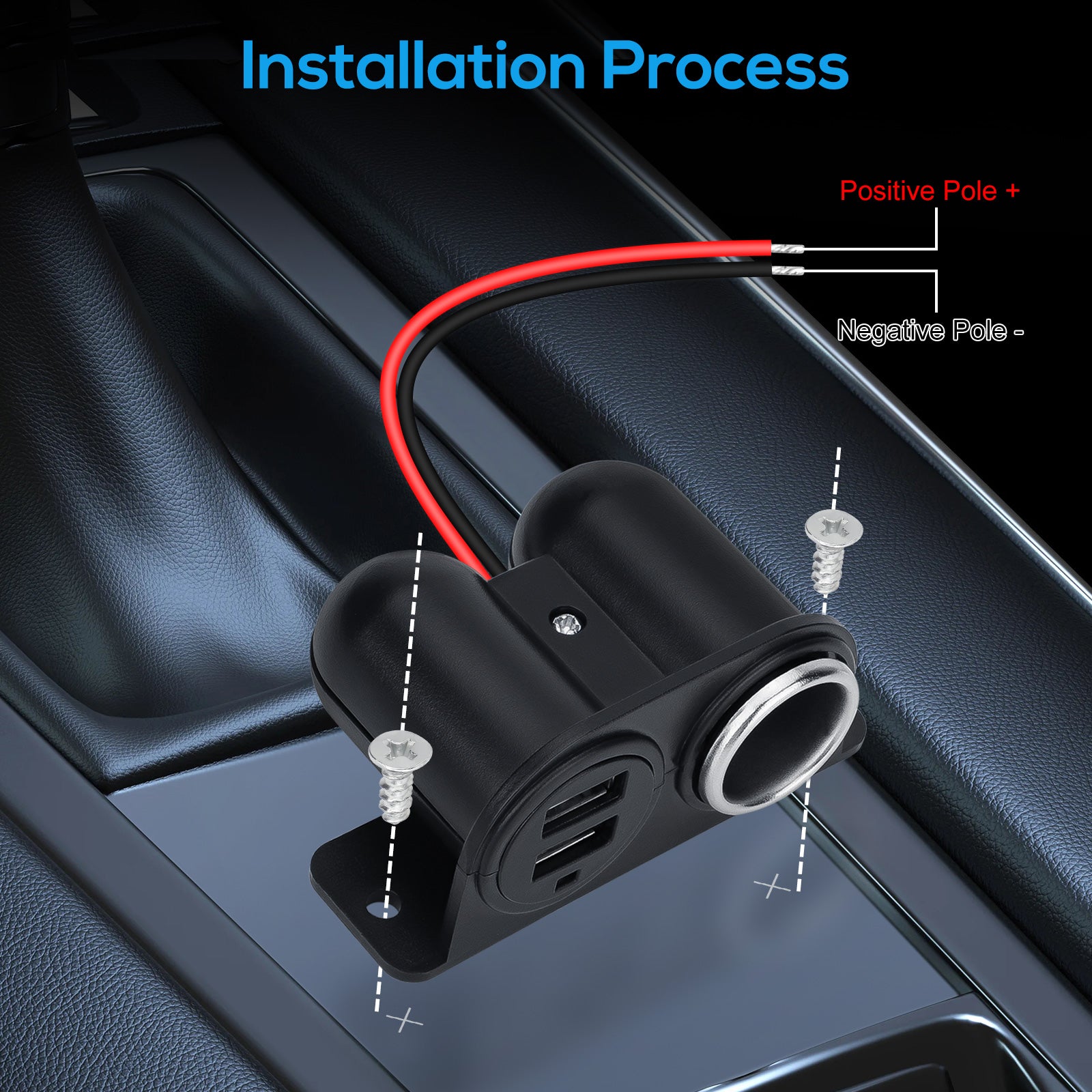 Celectigo Dual USB Outlet Cigarette Lighter Socket Splitter - 2 Pcs, 12V-24V, 3.1A Car Charger Power Adapter, Waterproof Plug for RV, Marine, and Truck