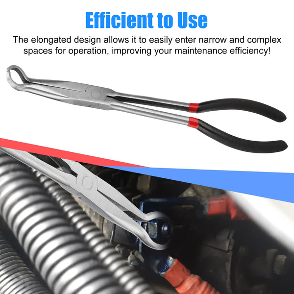 11" Automotive Electrical Disconnect Pliers - Premium Carbon Steel, Non-Slip Handle - Ideal for Spark Plug Sheaths, Hose Clamps, and More