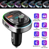 30W Fast Charging Bluetooth 5.3 FM Transmitter Car Adapter,with Dual Mics, 7 Color LED & U Disk, USB AUX Radio Hands-Free Calling & Music Playback