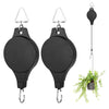 2pcs Plant Pulley Retractable Hanger Hooks, Adjustable Plant Pulley for Hanging Plants, Heavy Duty Easy Reach Plant Hooks for Garden Baskets, Pots and Birds Feeder