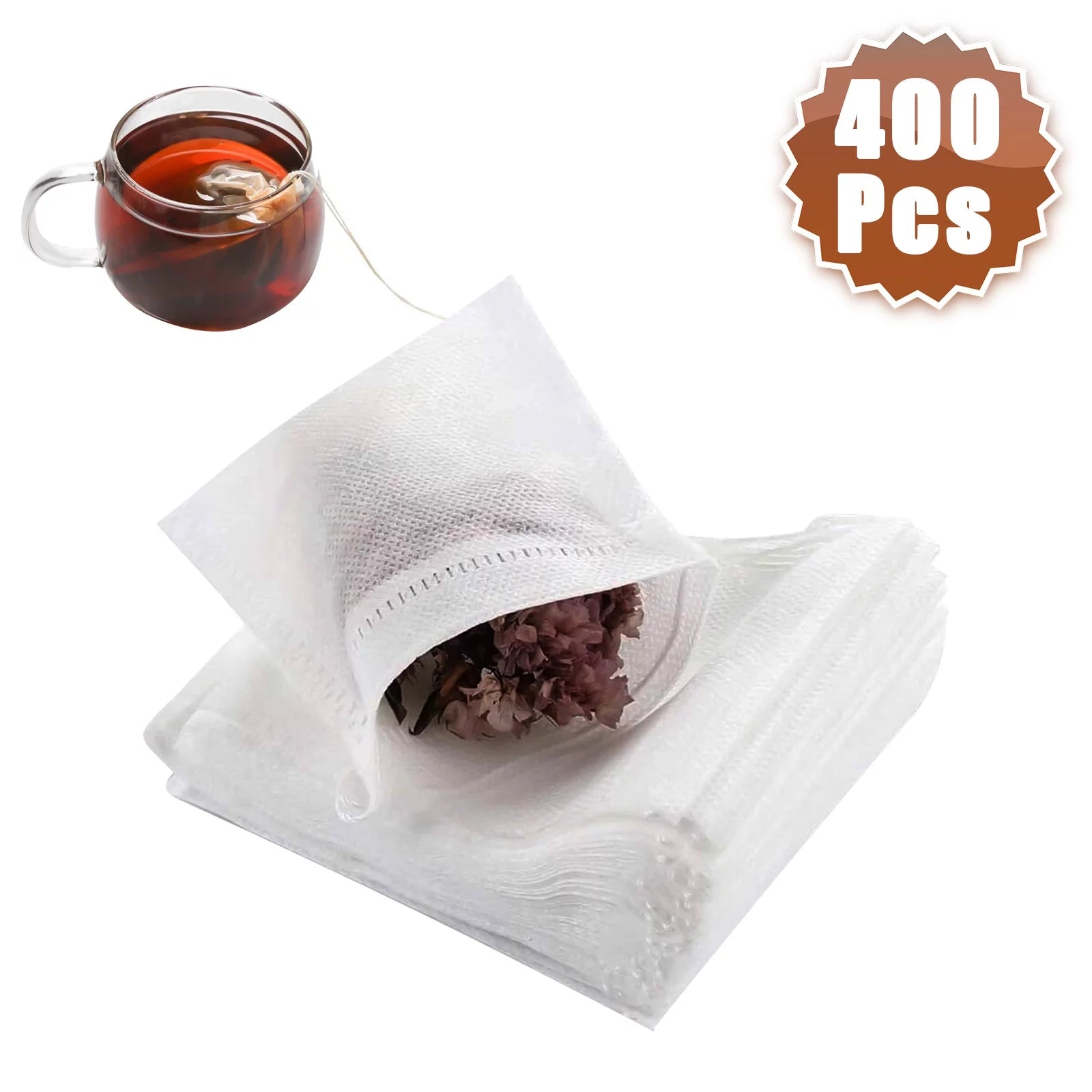 Disposable Tea Filter Bags, CELECTIGO Empty Drawstring Seal Filter Tea Bags, Safe & Natural Material, 1-Cup Capacity, Tea Filters Infuser for Loose Leaf Tea, Coffee, Spice, Herbs (2.76