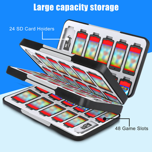 Game Card Case For Nintendo Switch Switch OLED and Switch Lite, 72 Game Card Slots and 24 SD Card Holders with Magnetic Closure