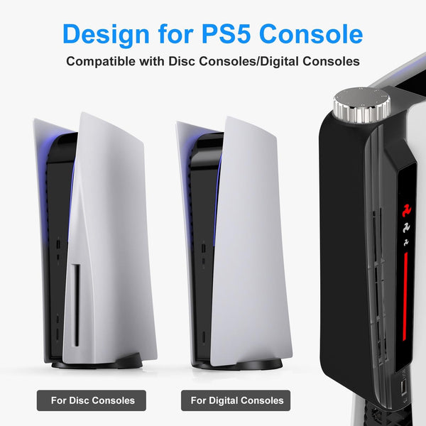 Cooling Fan for PS5 with LED Light and Low Noise - Compatible with Disc & Digital Editions