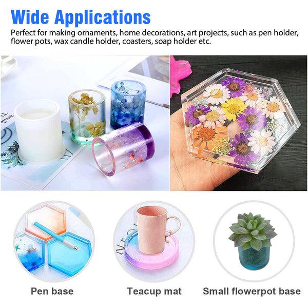 26Pcs Silicone Resin Epoxy Coaster and Cup  Molds Set, Silicone Mold Set with straw, DIY Crafts Casting Tools