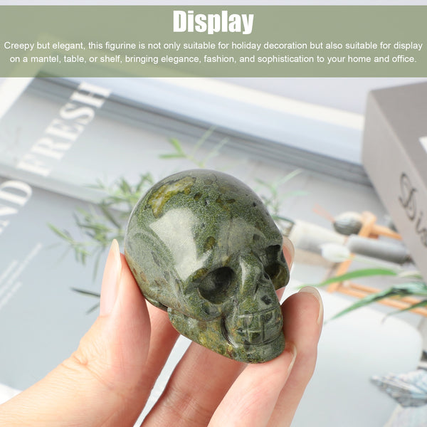 2.0" Crystal Skull Sculpture, Hand Carved Gemstone Statue Figurine Collectible Healing Reiki, Decor Ornaments Skull Head for Art Sculpture, Fish Tank Decoration, Flower Pot