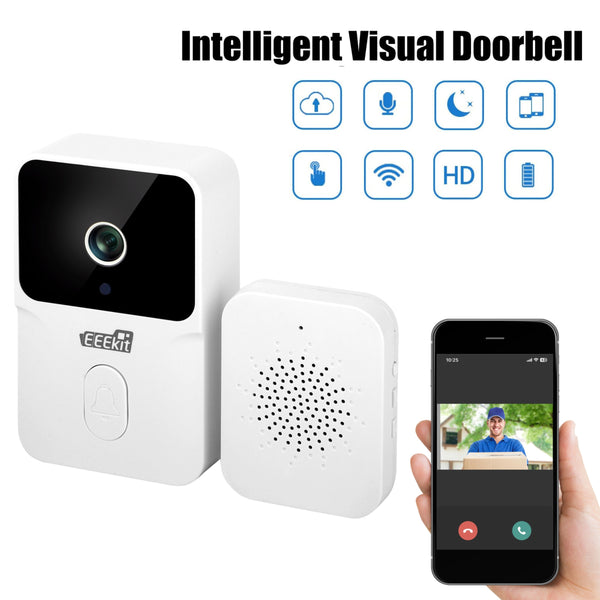 Wireless Doorbell with Chime, Video Recording, Rechargeable Battery, 2-Way Audio, Real-time Alerts, Infrared Night Vision