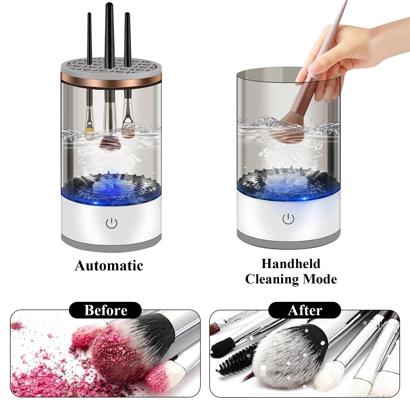 Portable Electric Makeup Brush Cleaner: USB Powered, Silicone Mat, Beauty Tool for Mother's Day & Christmas