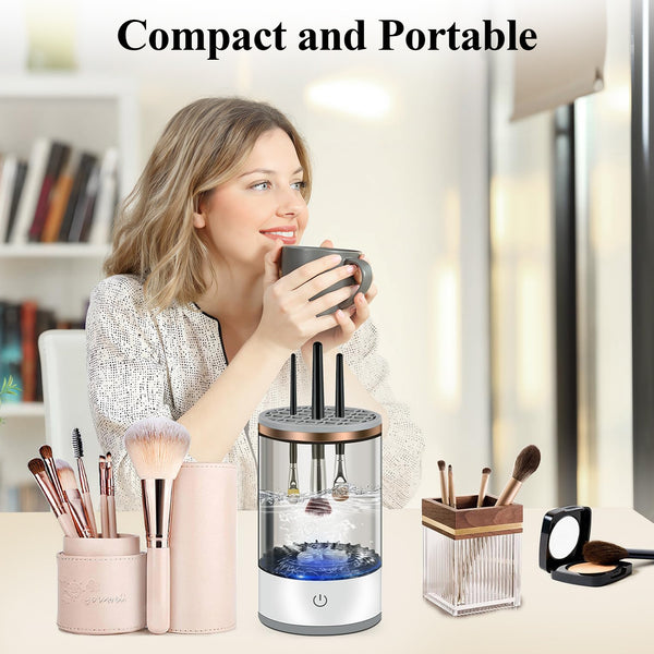 Portable Electric Makeup Brush Cleaner: USB Powered, Silicone Mat, Beauty Tool for Mother's Day & Christmas