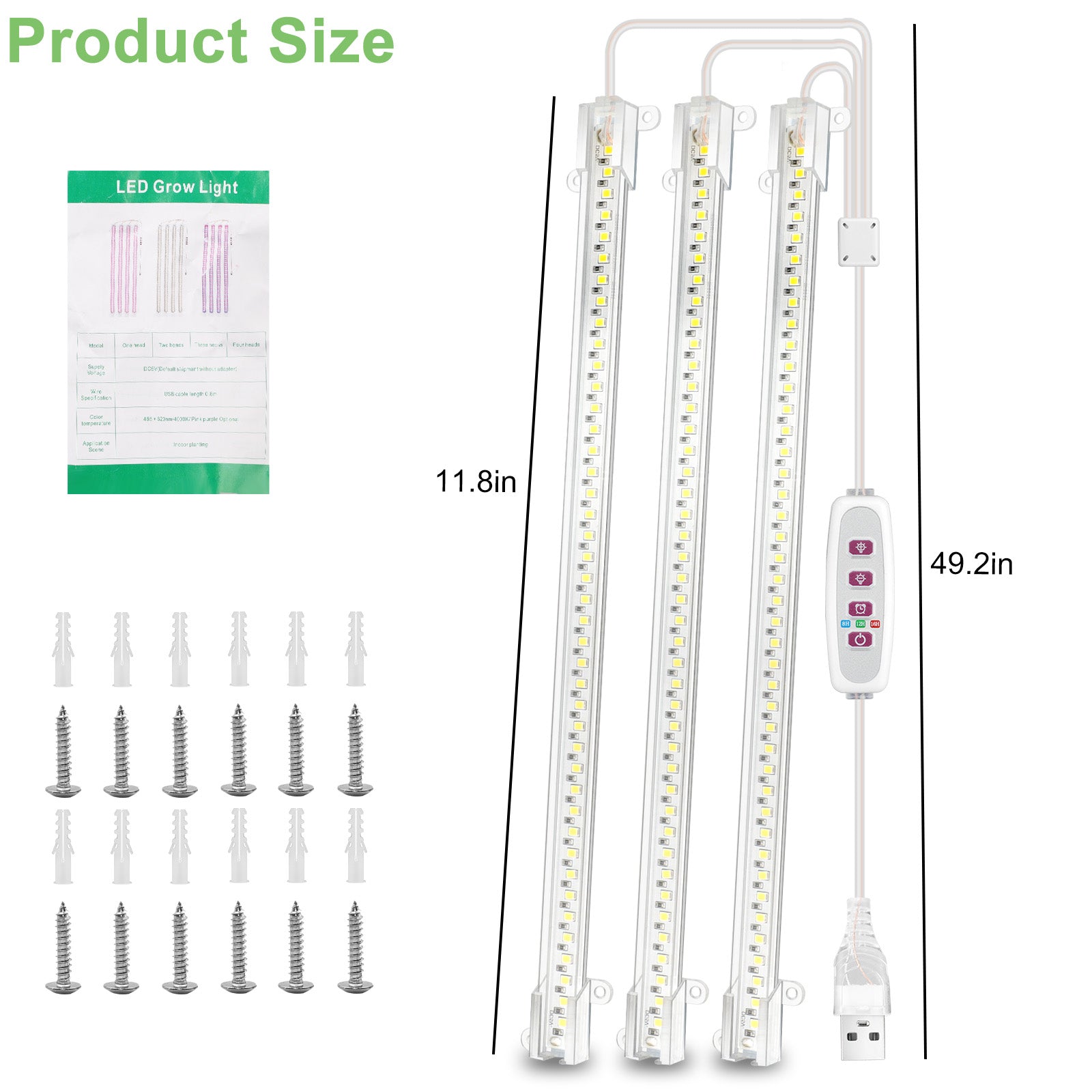 LED Plant Grow Light,Full Spectrum Light Triple Strip for Indoor Plant Cultivation and Hydroponics