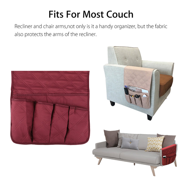 Sofa Armrest Organizer, 5-Pockets Non-Slip Magazine and Remote Control Holder For Recliner, Armchair Caddies For Couch