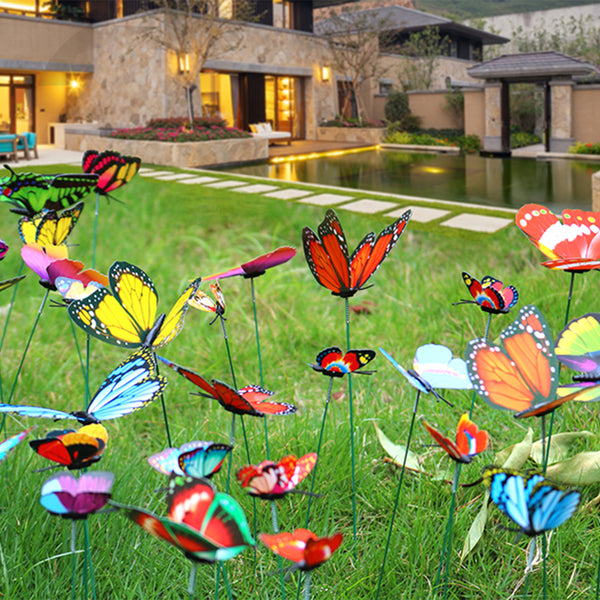 50 PCS Butterfly Stakes and Dragonfly Stakes, 10 inch Waterproof Garden Ornaments Stakes, Waterproof Butterfly Garden Decorations for Indoor, Outdoor Yard, Patio Plant Pot, Christmas Decoration