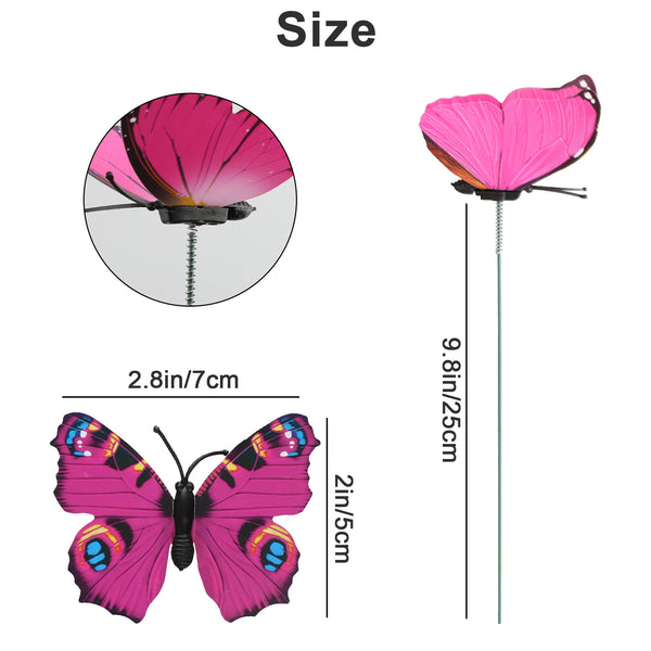 50 PCS Butterfly Stakes and Dragonfly Stakes, 10 inch Waterproof Garden Ornaments Stakes, Waterproof Butterfly Garden Decorations for Indoor, Outdoor Yard, Patio Plant Pot, Christmas Decoration