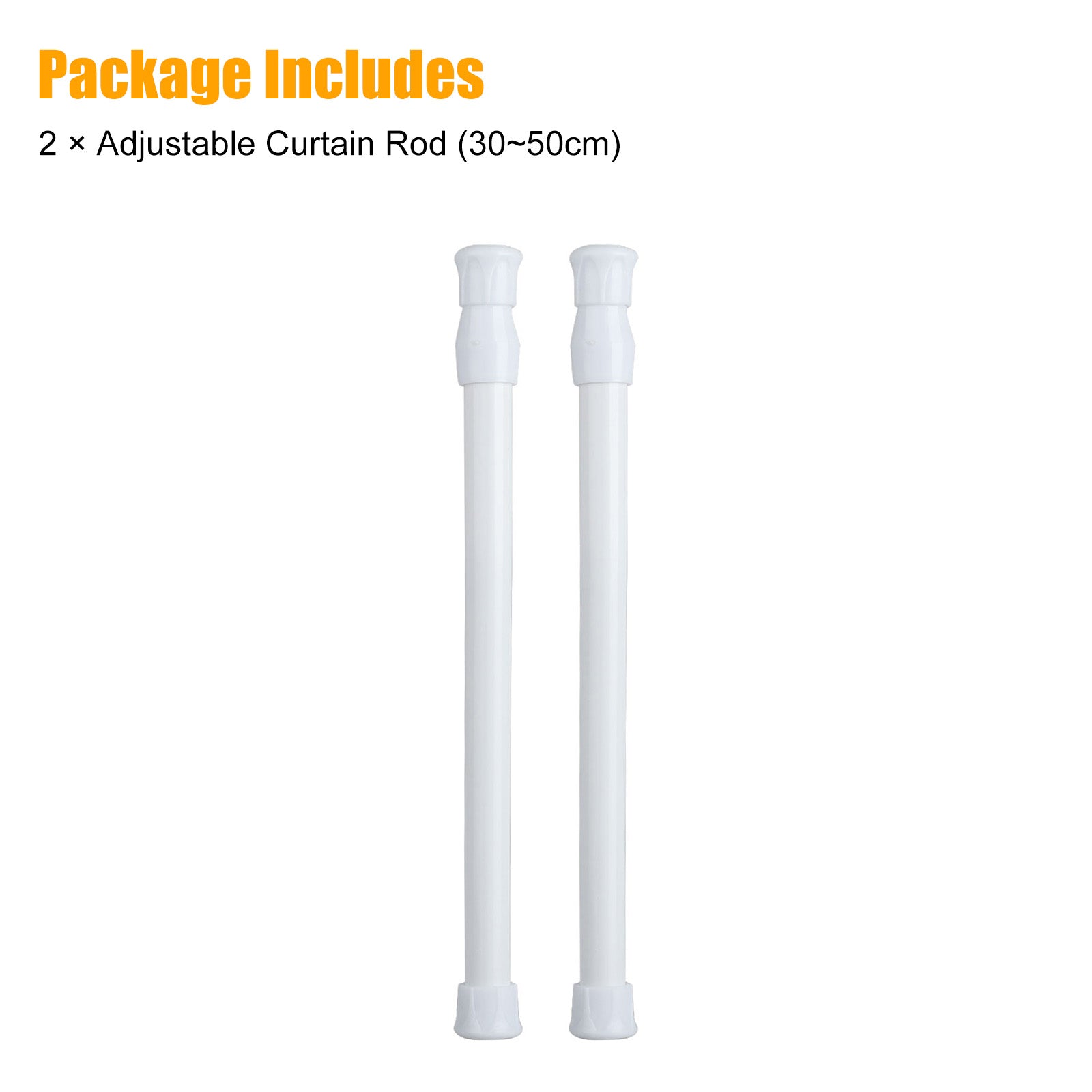 Tension Rods 11.8 to 27.6 Inch,  Spring Tension Curtain Rod, Adjustable Spring Cupboard Bars Tension Curtain Rod Shower Rod for DIY Projects Cupboard Wardrobe Window, White