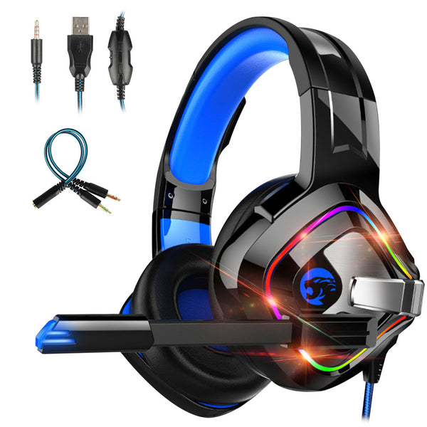 PS4 Gaming Headset with Noise-Canceling Mic, Stereo Sound and RGB Light, Gaming Headphones For PS4, PS5, XBOX Series X, Laptop