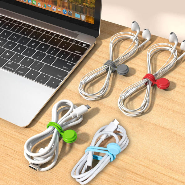 Magnetic Reusable Cable Ties - 20 Pcs Solution for Home/Office Cord Wrap, Cable Organizer - Magnetic Cord Holder with Fridge Magnet Function - Available in 10 Colors