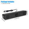 3.5mm USB Wired Computer Soundbar - Stereo Bass 2.0 Speakers with Volume Control - Ideal for PC, Laptop, Desktop - Black