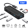 6-IN-1 USB 3.2 Type C Hub Card Reader - 10Gbps Fast Data Transmission  SD/TF Card Reader and USB-C Adapter for MacBook Pro, PC, and More (Black)