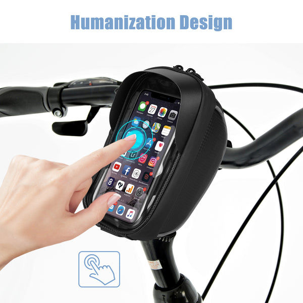 Large Bike Phone Mount Bag, Waterproof Bike Bicycle Front Handlebar Bicycle Accessories Sensitive Touch Screen Compatible with iPhone 11 12 Pro Max XR XS Samsung Note Plus Pixel