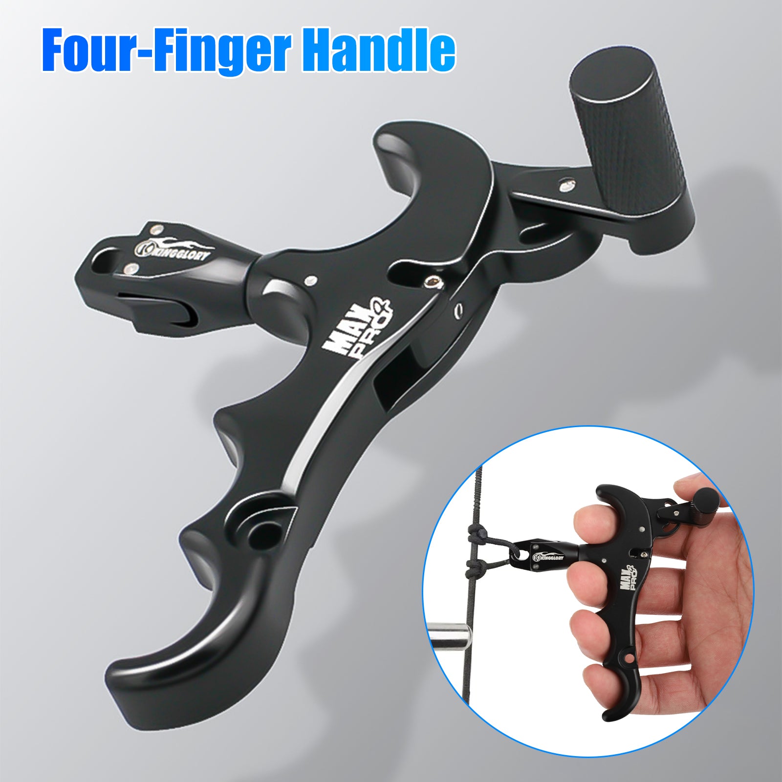 360°Rotation Compound Bow Release Aid / Archery 4-Finger Compound Bow Release Adjustable Can Rotate 360° Thumb Release