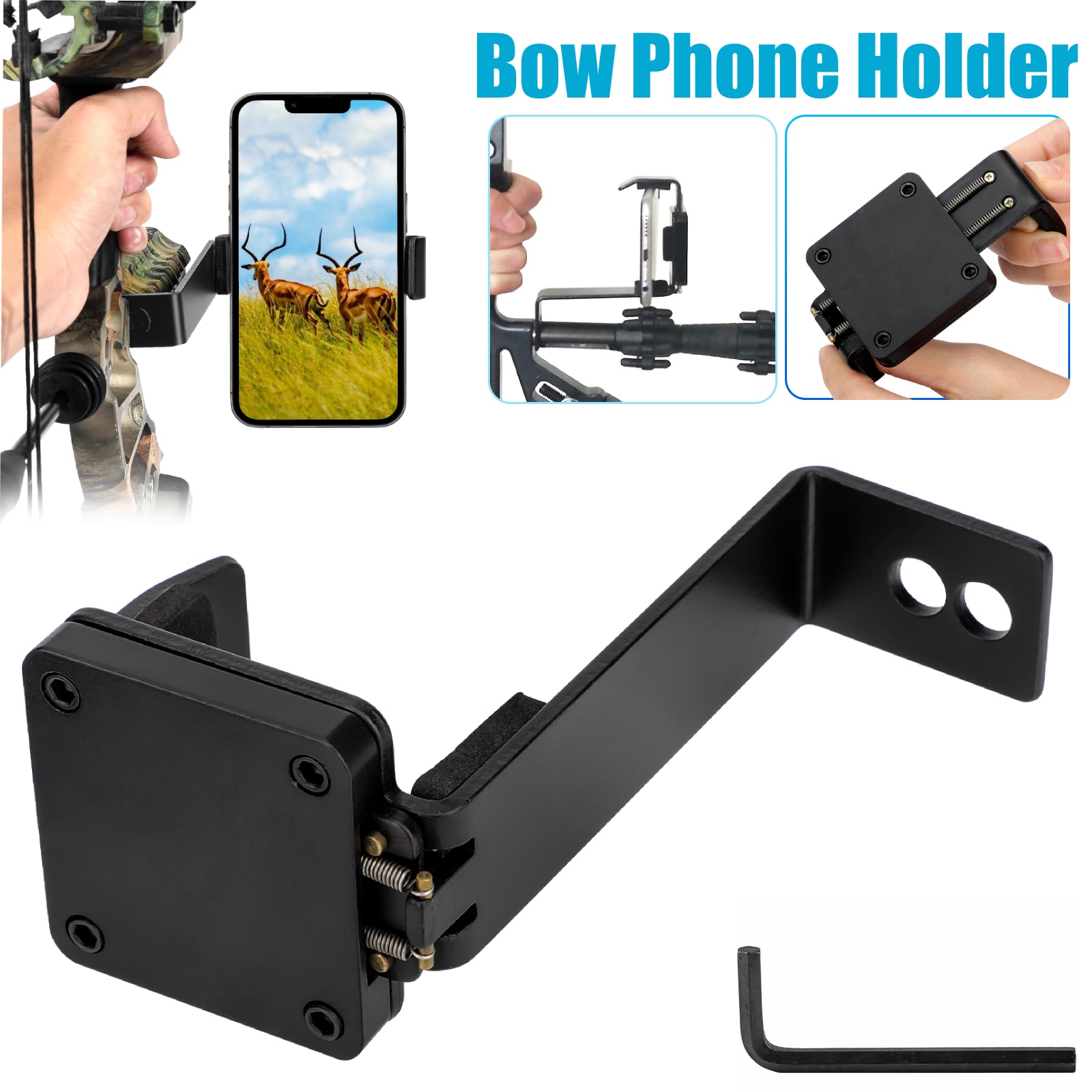 Bow-Mount Smartphone Holder for Precision Archery and Hunting Recurve Archery Hunting Phone Holder