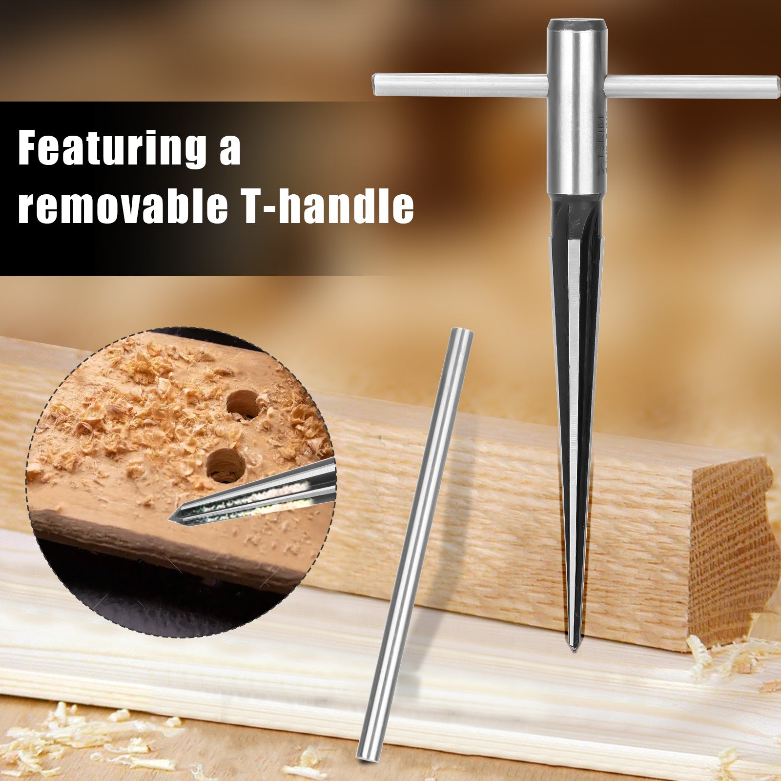 2 pcs T Handle Tapered Reamer Set,(1/8 