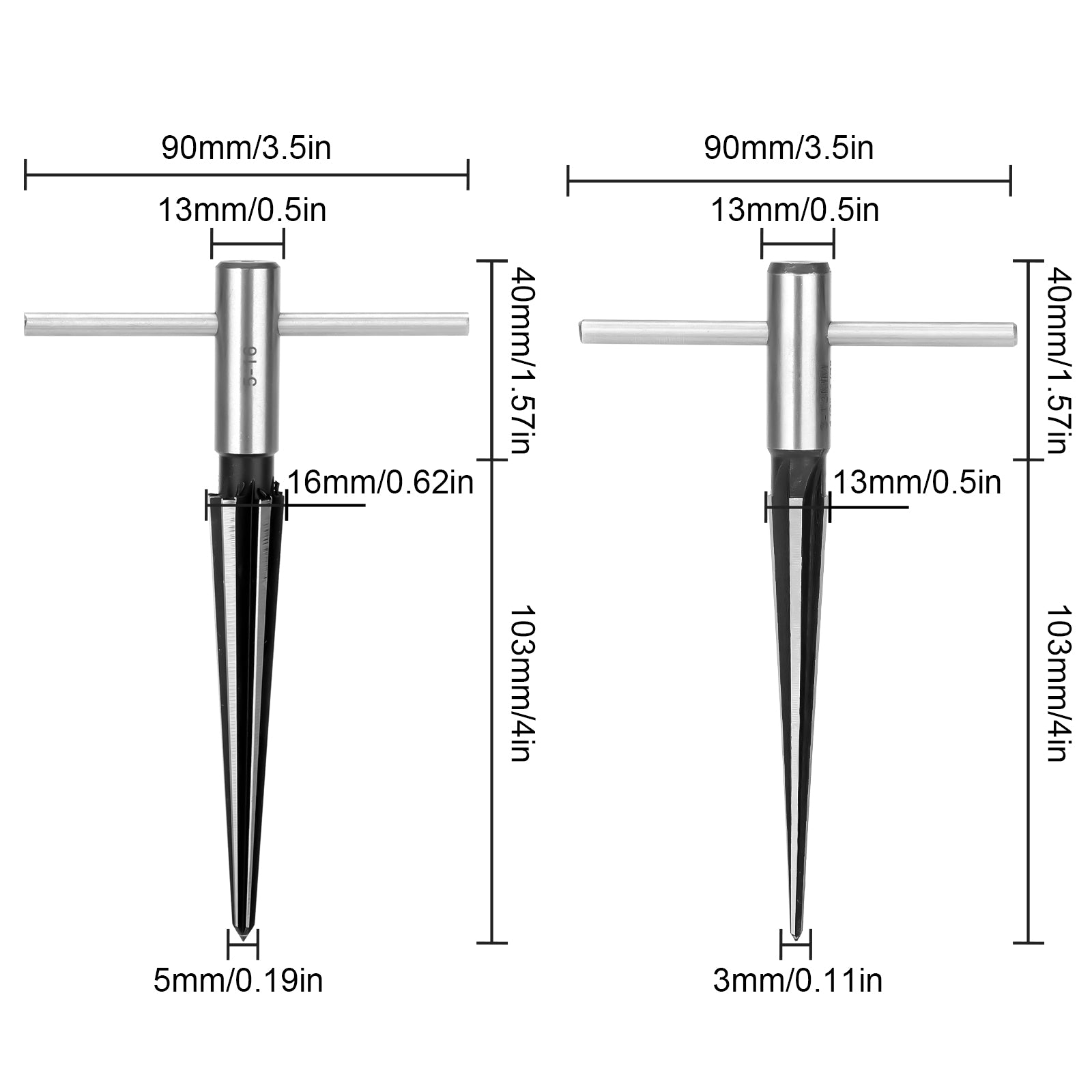 2 pcs T Handle Tapered Reamer Set,(1/8 