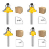 4 PCS 1/4" Shank Roundover Edging Router Bit Set Corner Rounding Edge Forming Roundover Beading Router Bit Set - 5/16" 3/16" 1/4" 1/8" Radius