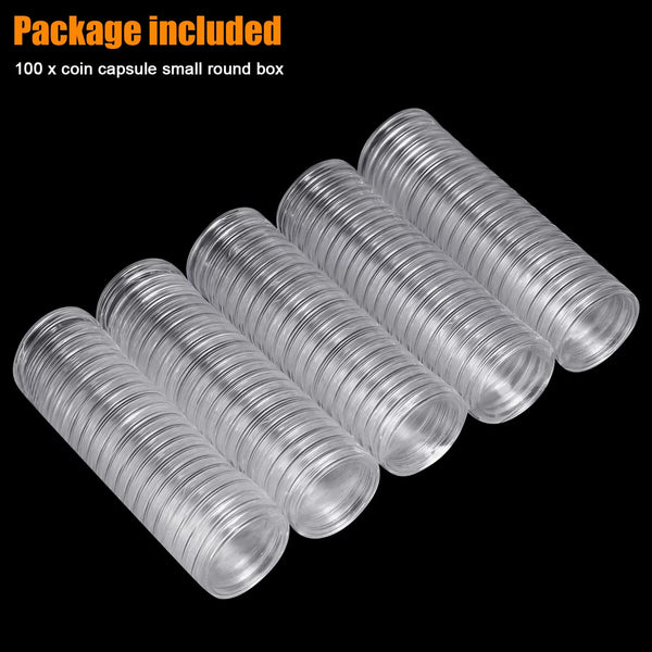 38mm Coin Holder Capsules, Clear Round Plastic Coin Container Case, Plastic Storage Organizer Box for Coin Collection Supplies 100pcs