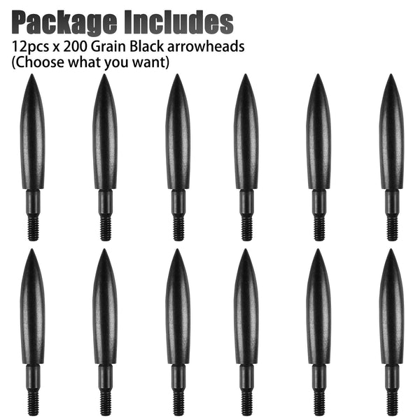 12PCS Screw-in Archery Field Points - Durable Steel Tips for Crossbow, Recurve Bow, Compound Bow, and Hunting